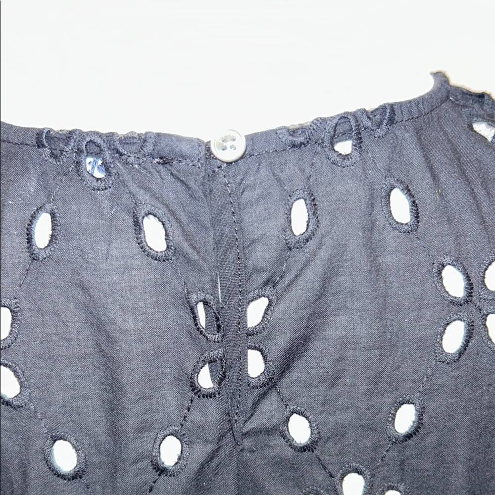 J.Crew Black Eyelet Tiered Popover Top, Size Small - Picture 5 of 8